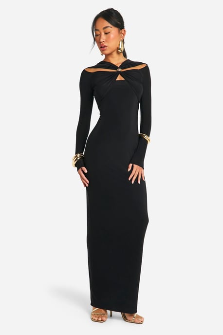 Trim Detail Cut Out Maxi Dress - Image 3