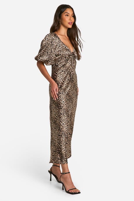 Leopard Puff Sleeve Midaxi Dress - Image 3