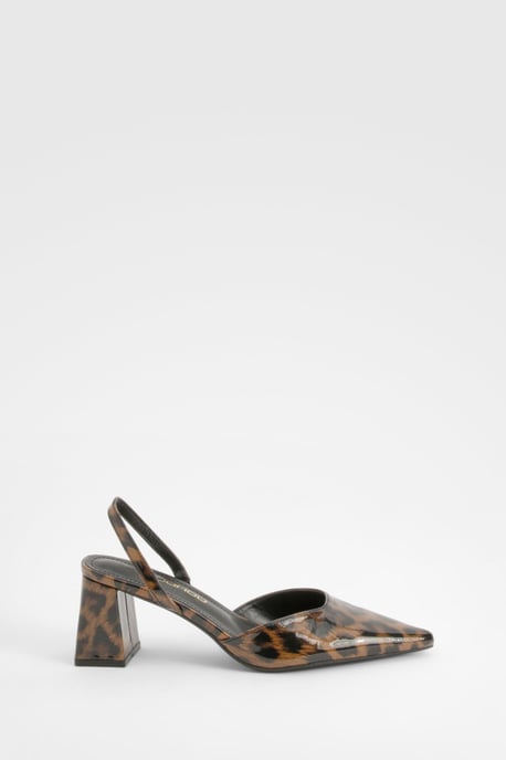 Wide Fit Leopard Block Heel Court Shoes - Image 2