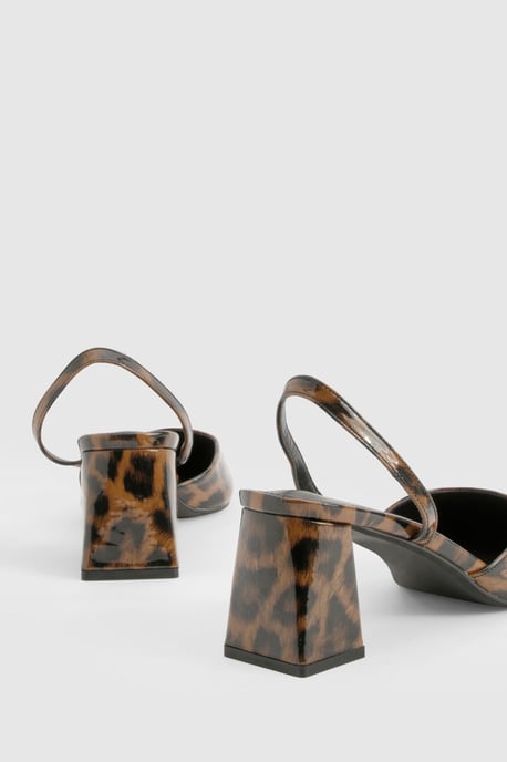 Wide Fit Leopard Block Heel Court Shoes - Image 3