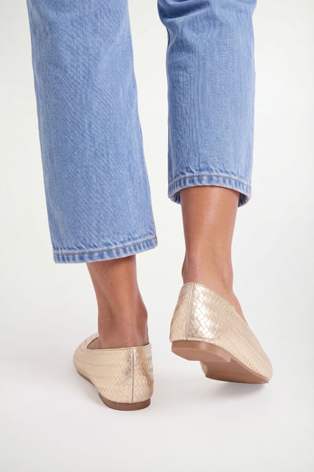 Malia Faux Leather Woven Round Toe Ballet Flats - Image 2
