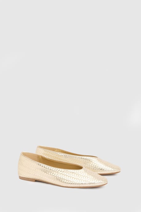 Malia Faux Leather Woven Round Toe Ballet Flats - Image 3