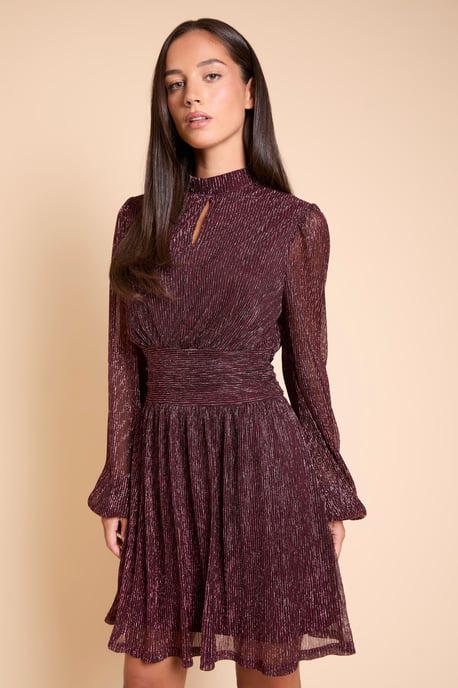DP Luxe Sparkle Plisse Jersey High Neck Mini Dress - Image 1