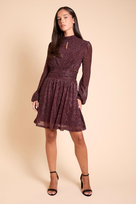 DP Luxe Sparkle Plisse Jersey High Neck Mini Dress - Image 2