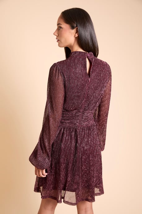 DP Luxe Sparkle Plisse Jersey High Neck Mini Dress - Image 3