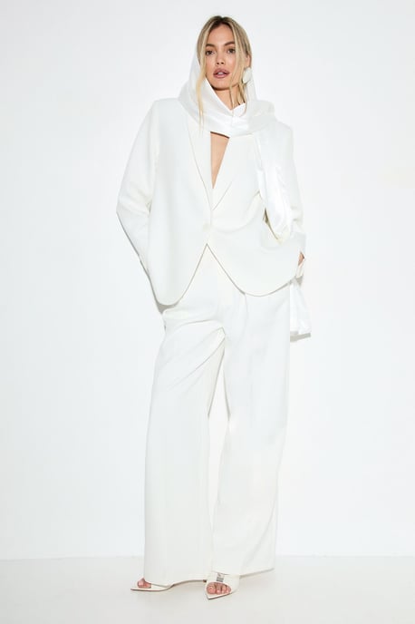 Satin Scarf Detail Longline Blazer - Image 2