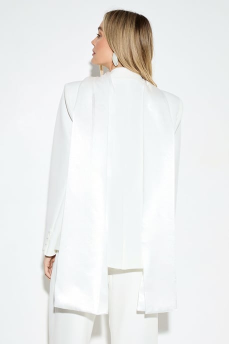 Satin Scarf Detail Longline Blazer - Image 3