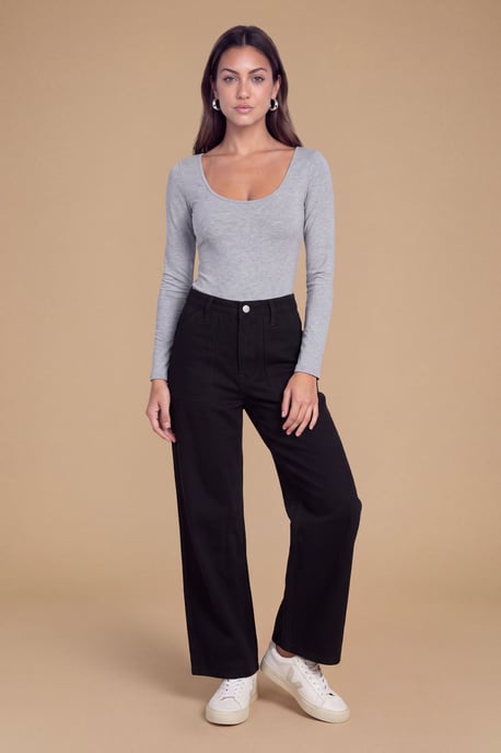 Petite Wide Leg High Waist Denim Jeans - Image 1