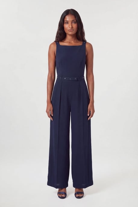 Tailored Crepe Pleated Kilt Jumpsuit - Image 1