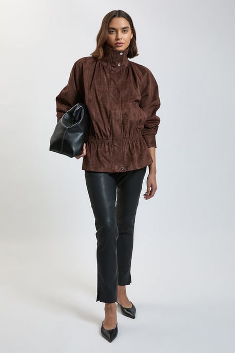 Faux Suede Funnel Neck Bomber - Image 2