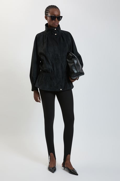 Faux Suede Funnel Neck Bomber - Image 1
