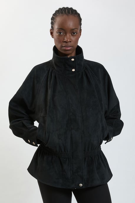Faux Suede Funnel Neck Bomber - Image 2