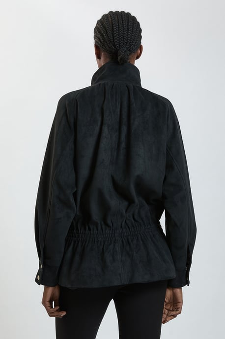Faux Suede Funnel Neck Bomber - Image 3