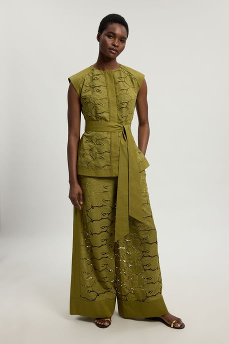 Cutwork Cotton Woven Trouser - Image 1