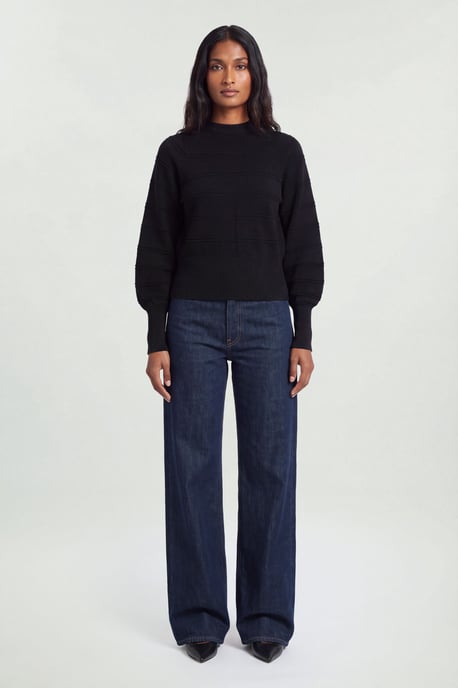 Wool Look Rib Detail Long Sleeve Knitted Top - Image 1