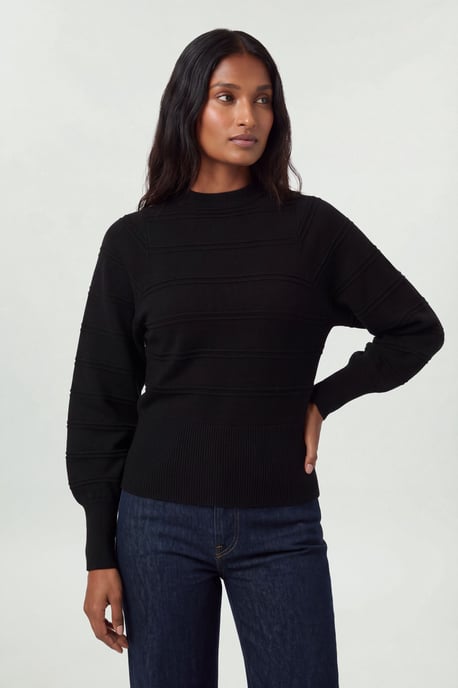 Wool Look Rib Detail Long Sleeve Knitted Top - Image 3