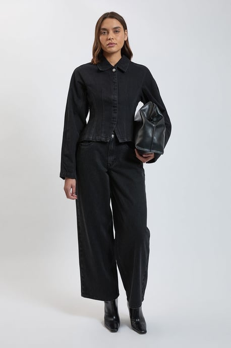 Denim Collared Shaped Jacket  - Image 2