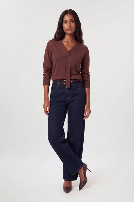 Viscose Blend Tie Neck Knit Jumper - Image 1