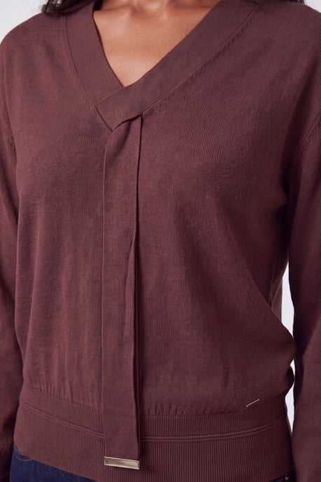 Viscose Blend Tie Neck Knit Jumper - Image 3