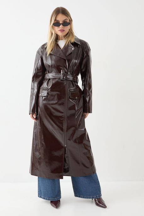 Premium Vinyl Extreme Shoulder Trench - Image 1