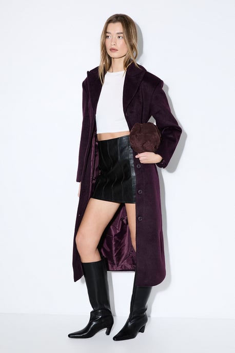 Brushed Wool Look Belted Coat - Image 1