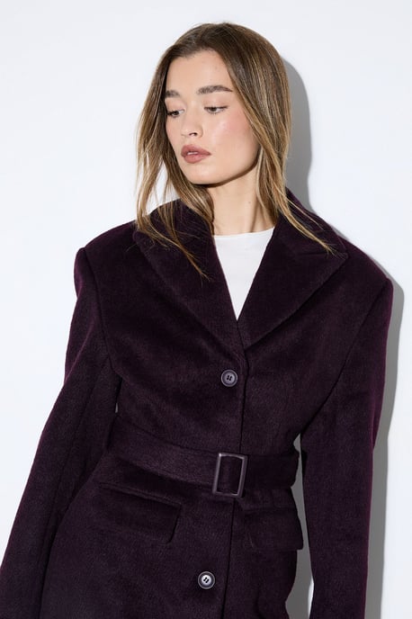 Brushed Wool Look Belted Coat - Image 2