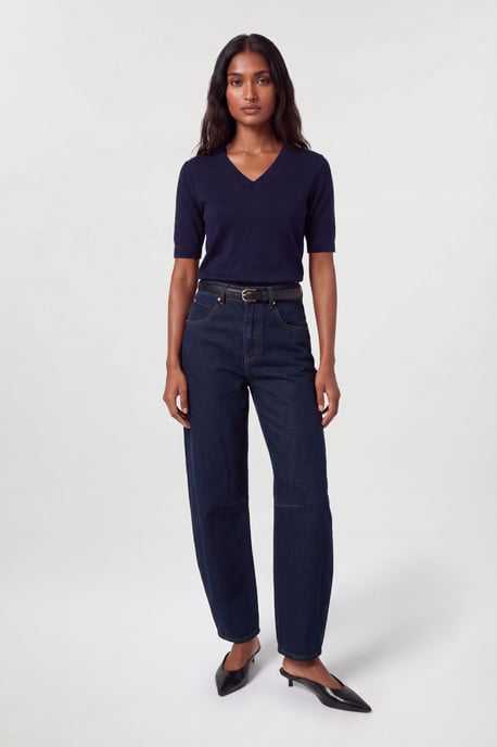 Forever Viscose Blend V Neck Knitted Short Sleeve Top - Image 1