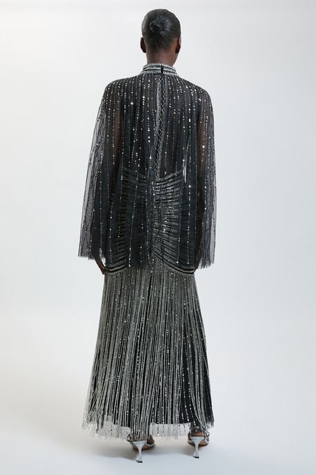 Petite Embellished Woven Maxi Dress With Cape Sleeve - Image 2