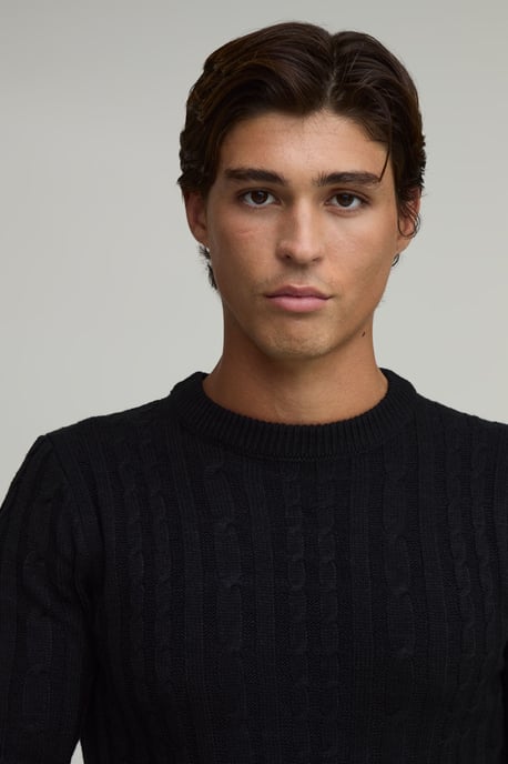 Muscle Fit Cable Knitted Jumper - Image 3