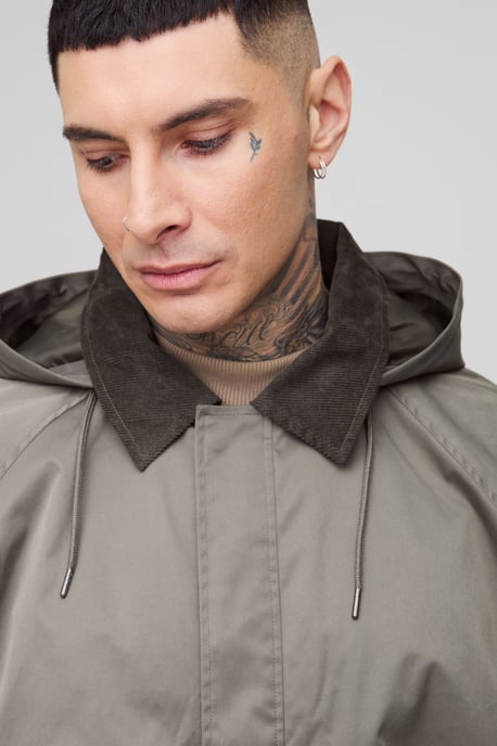 Tall Oversized Cord Collar Hooded Parka Jacket - Image 3