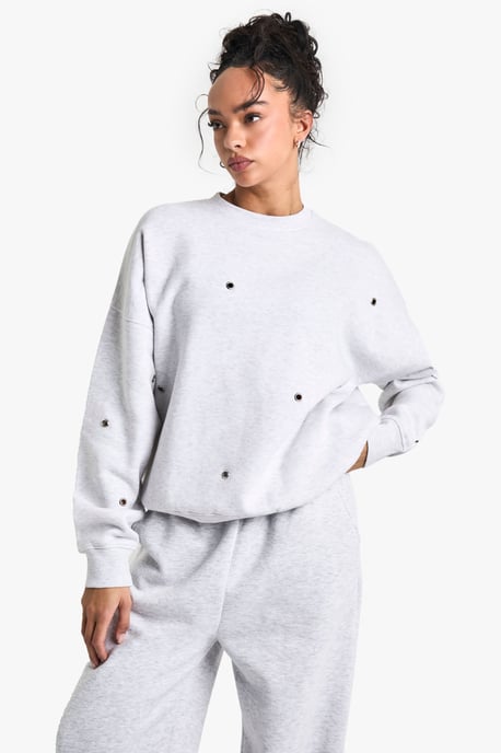Eyelet Detail Oversized Sweatshirt - Image 3