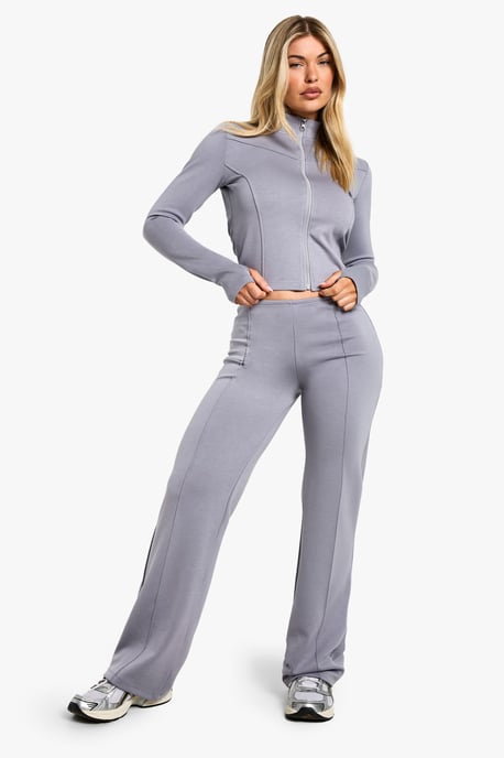 Zip Through Fitted Jacket And Wide Leg Trouser - Image 1
