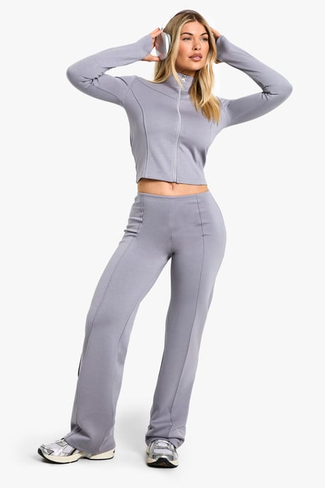 Zip Through Fitted Jacket And Wide Leg Trouser - Image 3