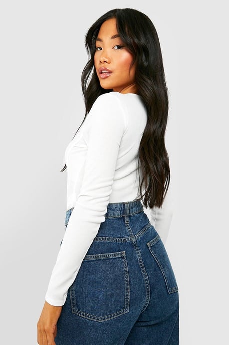 Petite Rib Corset Bodysuit - Image 2