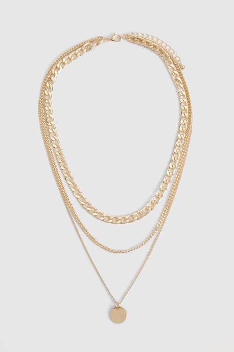 Polished Disc Drop Charm Multilayer Necklace - Image 3