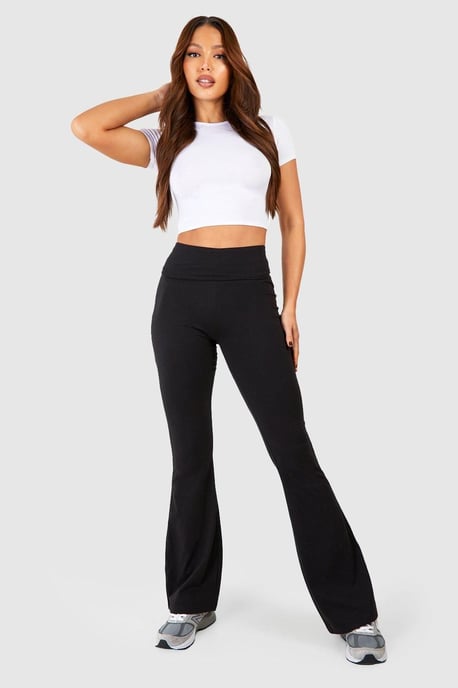 Tall Cotton Jersey Folded Waistband Yoga Flares - Image 1