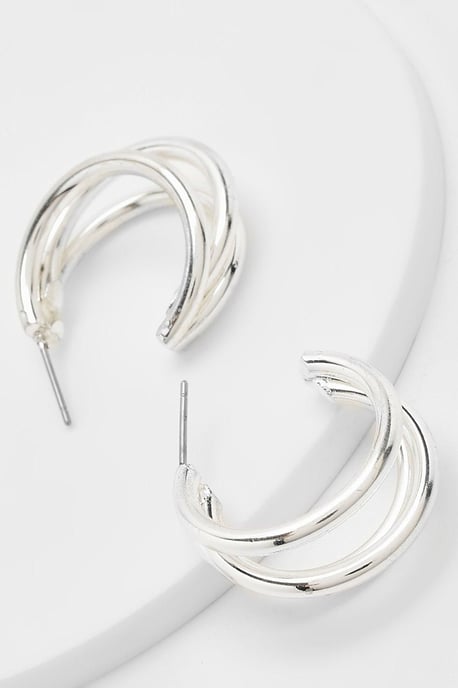 Triple Cut Out Hoop Earrings - Image 1