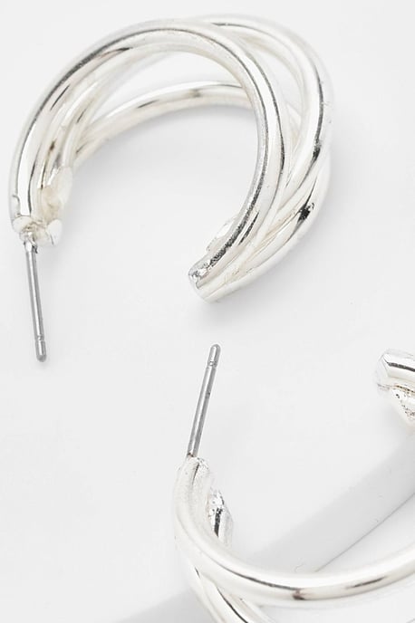 Triple Cut Out Hoop Earrings - Image 3