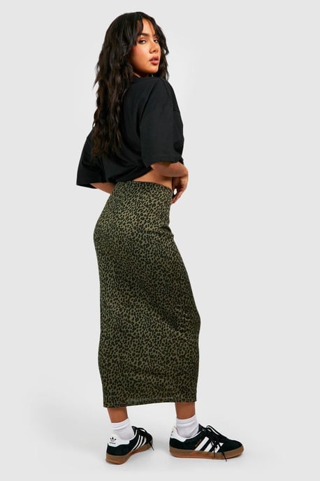 Leopard Ribbed Midaxi Skirt - Image 2