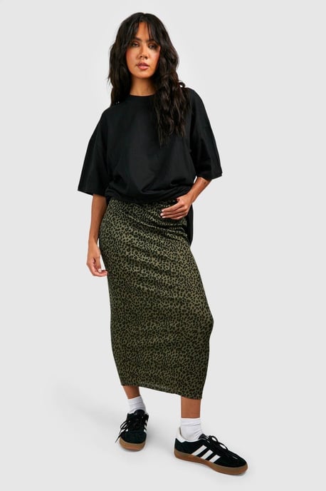 Leopard Ribbed Midaxi Skirt - Image 3