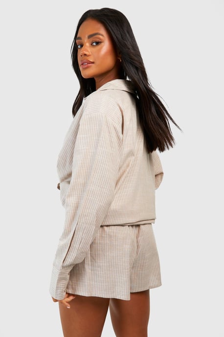 Cotton Tonal Pinstripe Pyjama Short - Image 2