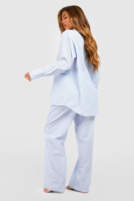Cotton Pinstripe Pyjama Trousers - Image 2