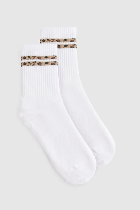 Leopard Double Stripe Sports Sock - Image 1
