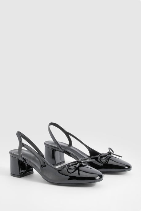 Low Block Heel Slingback Bow Ballets - Image 2