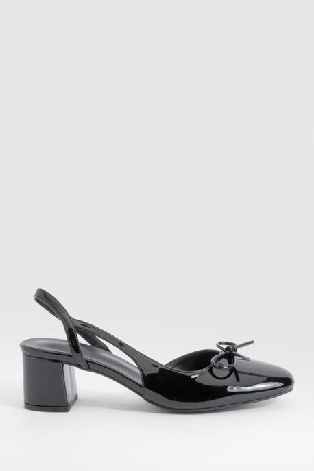Low Block Heel Slingback Bow Ballets - Image 3