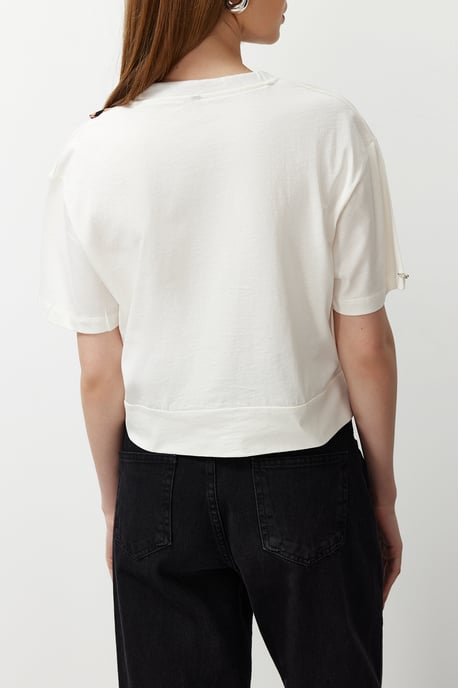 TRENDYOLMİLLA Meisjes Wit Effen Kort Regular fit T-shirts - Image 3