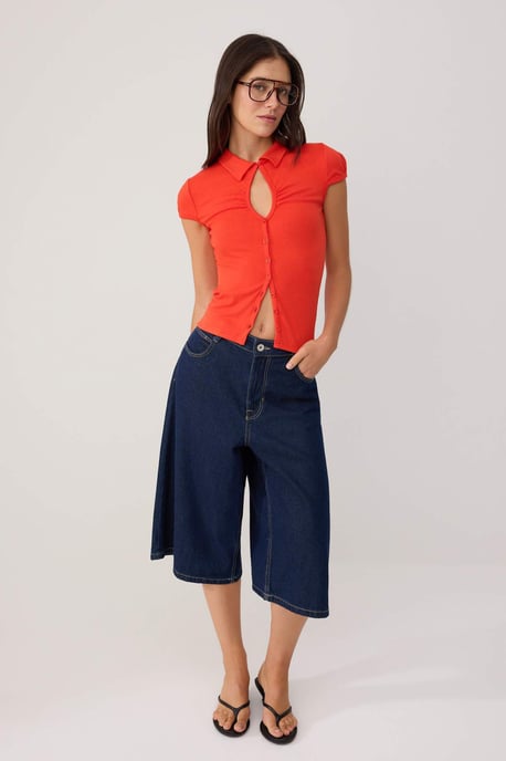 TRENDYOLMİLLA Dames Rood Effen Kort Getailleerd Blouses - Image 6