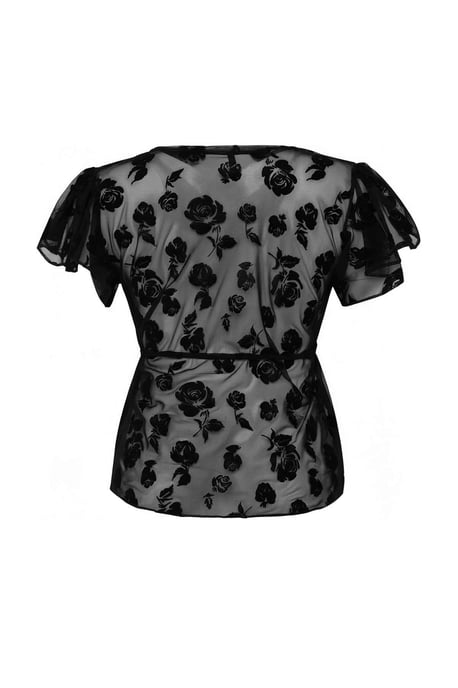 Trendyol Curve Dames Zwart Bloemen Kort Getailleerd Grote maten Blouses - Image 5