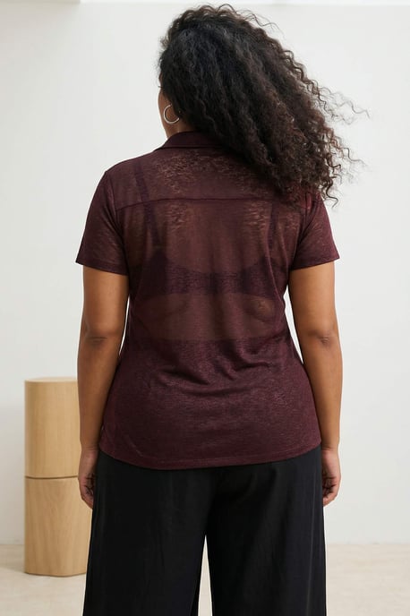 Trendyol Curve Dames Bruin Effen Kort Getailleerd Grote maten Blouses - Image 5