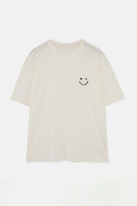 TRENDYOL MAN Men's Ecru Slogan Short Oversize T-Shirts - Image 2